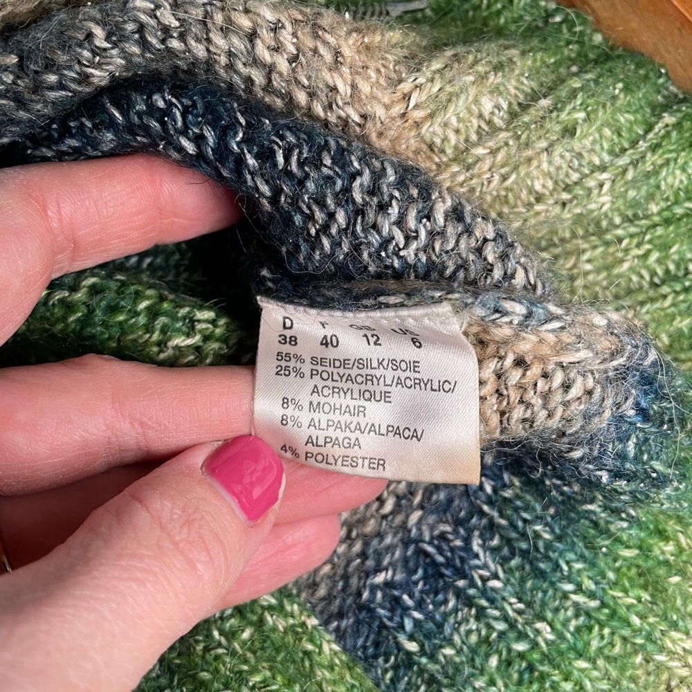 Olsen silk blend double zipper tri-coloured cardigan-Small - Picture 8 of 10